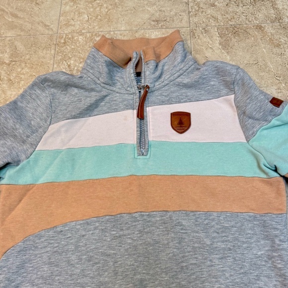 Wanakome Women’s Betty Quarter Zip Gray Mint ColorBlock Sweatshirt Size Large - Picture 3 of 11